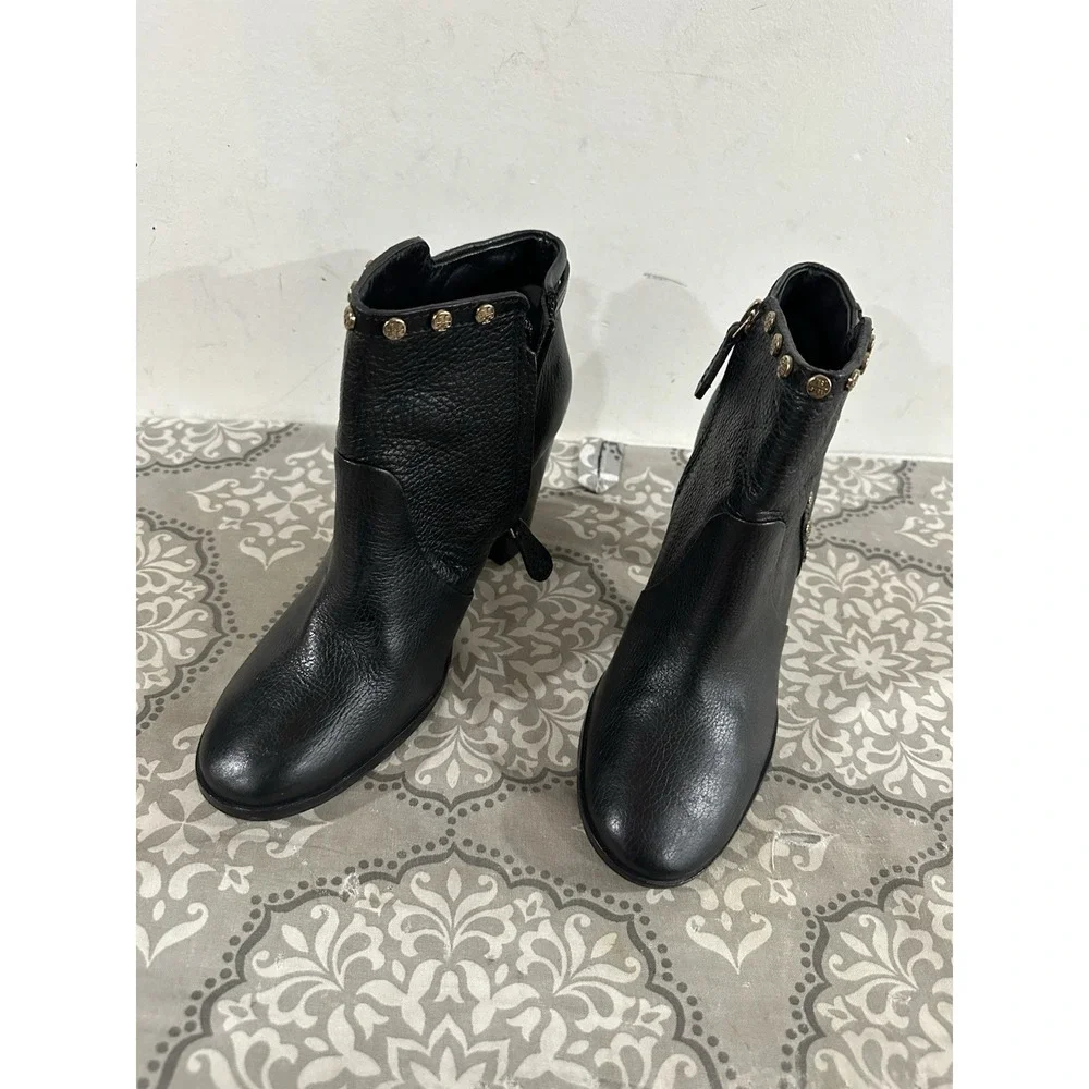 Tory Burch Black Leather Mae Ankle Booties Size 9.5